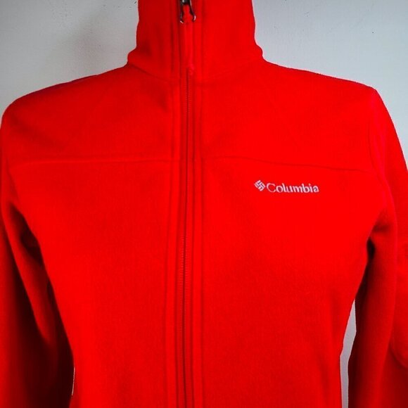 Columbia Red Orange Fleece Full Zip Winter Jacket - Picture 3 of 8